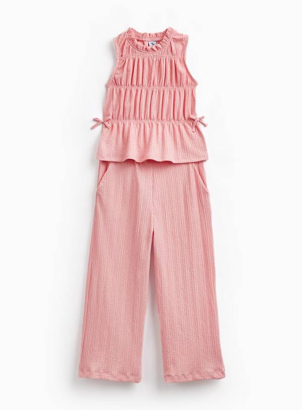 Pink Crinkle Texture Top & Trousers Set 13 years