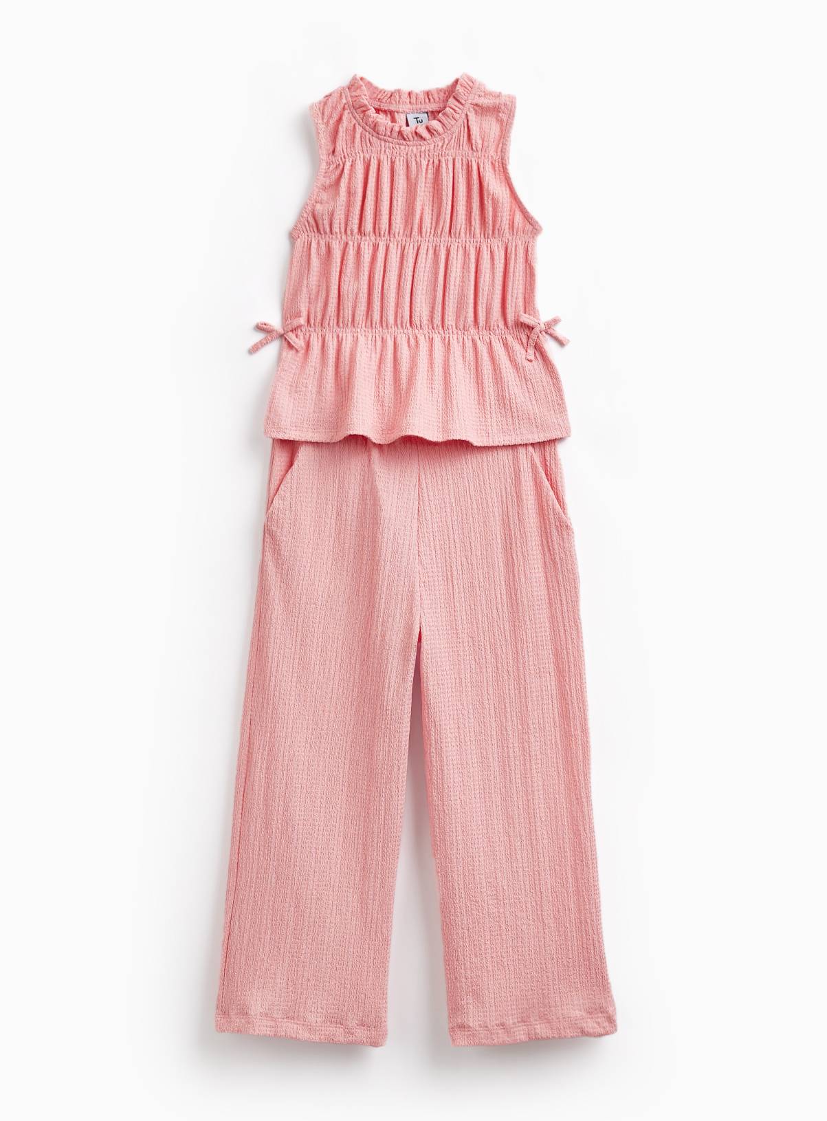 Pink Crinkle Texture Top & Trousers Set 5 years - Image 1