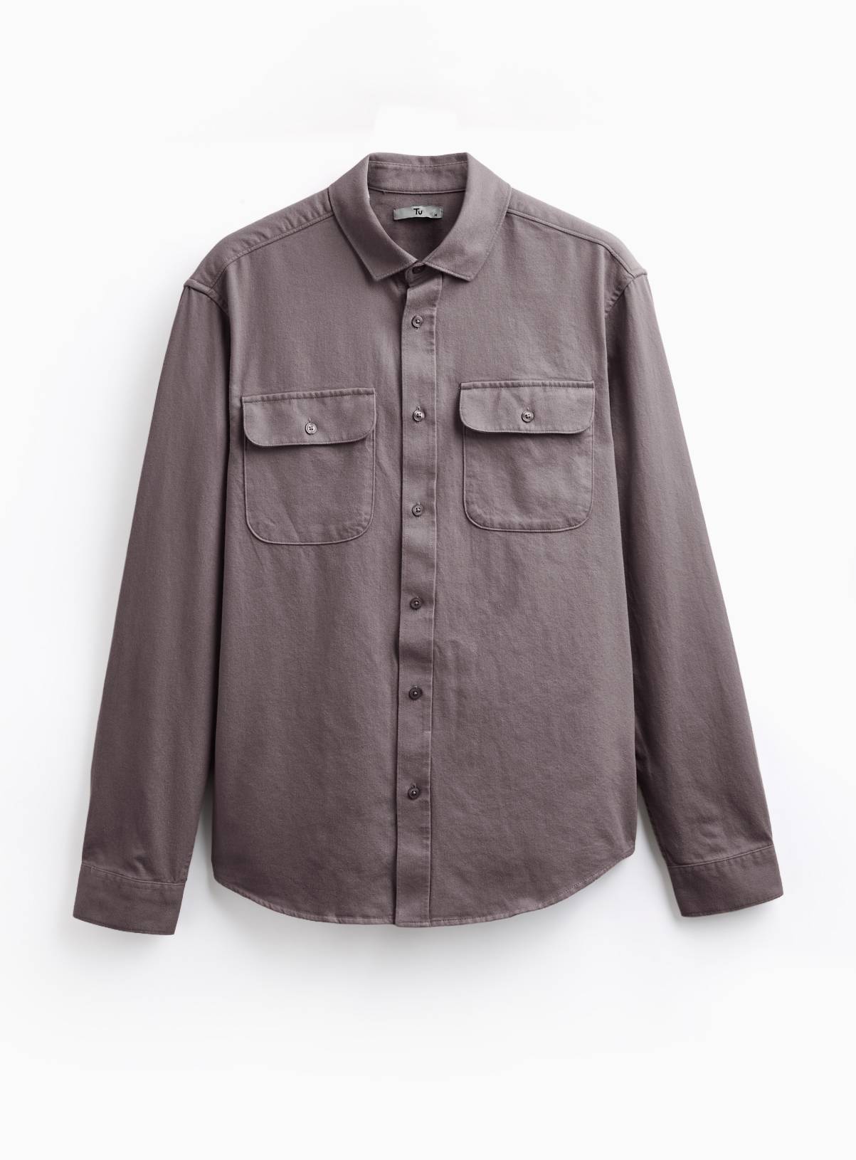 Grey Plain Twill Shirt XXXXL - Image 1