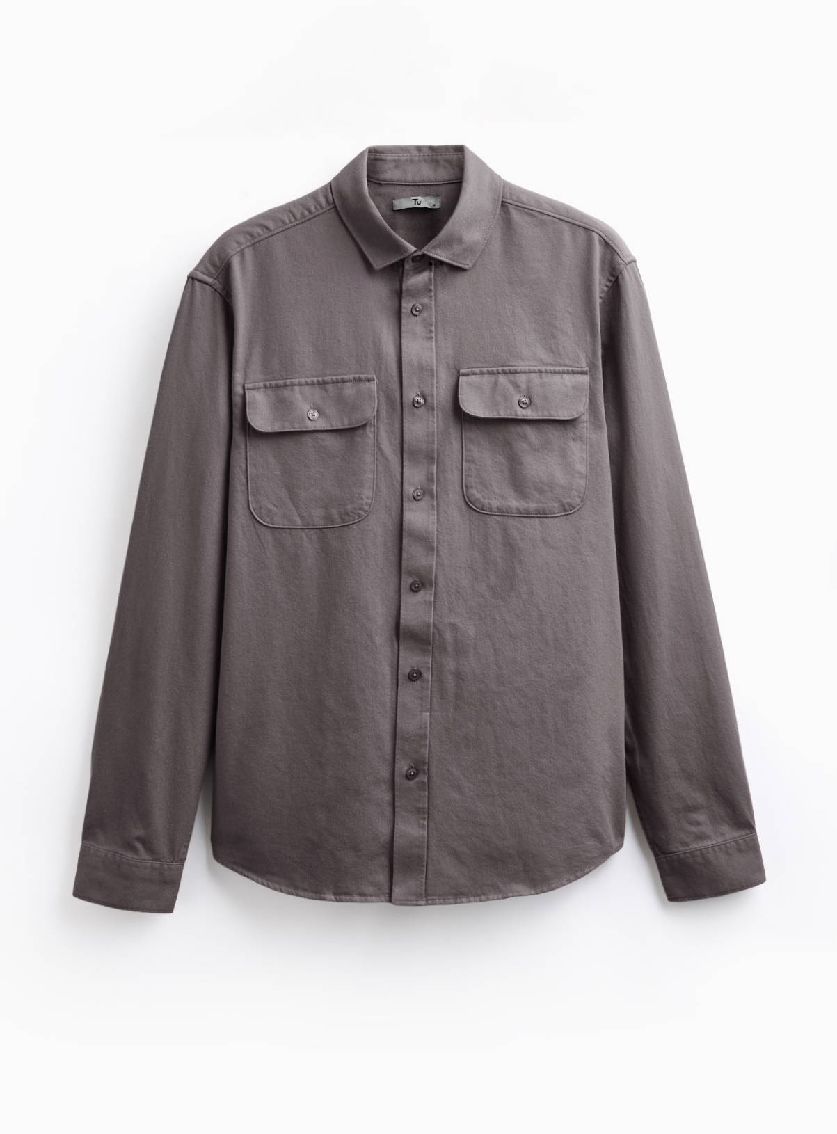 Grey Plain Twill Shirt XXXL - Image 3