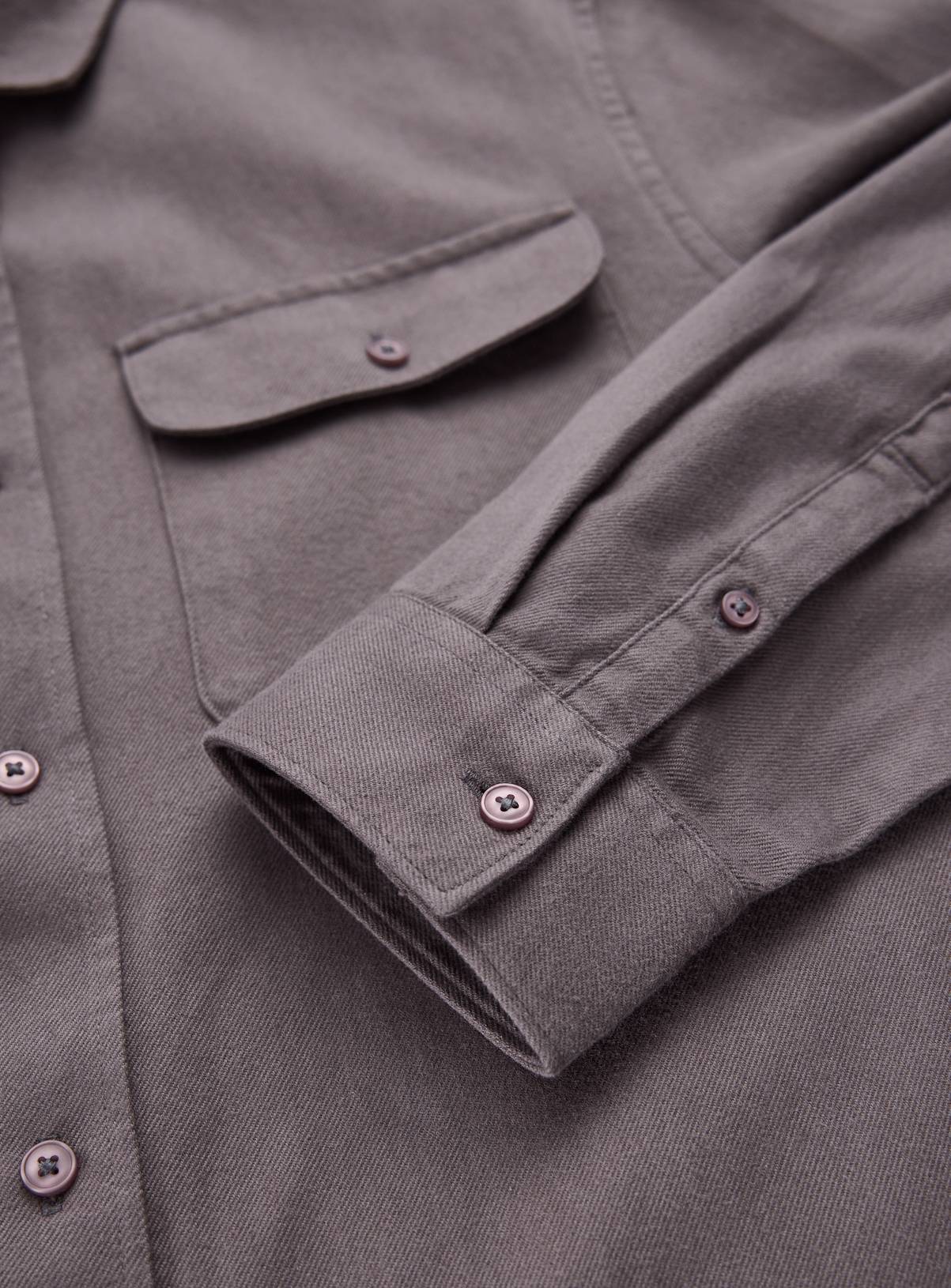 Grey Plain Twill Shirt XXXL - Image 4