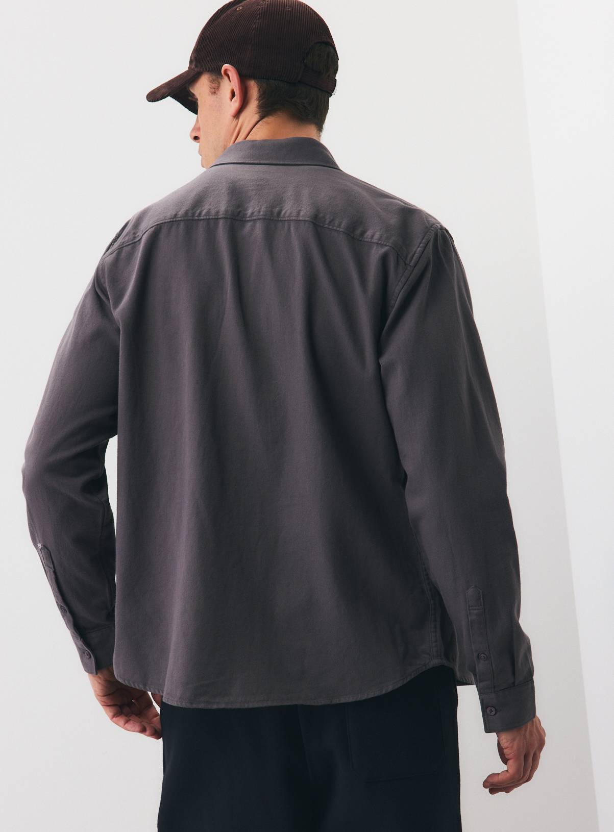 Grey Plain Twill Shirt XXXL - Image 5