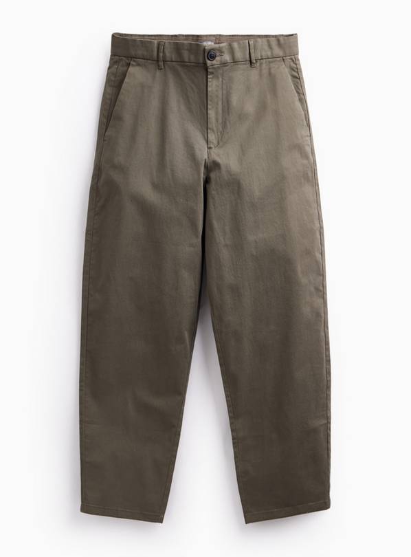 Khaki Barrel Leg Trousers 36R