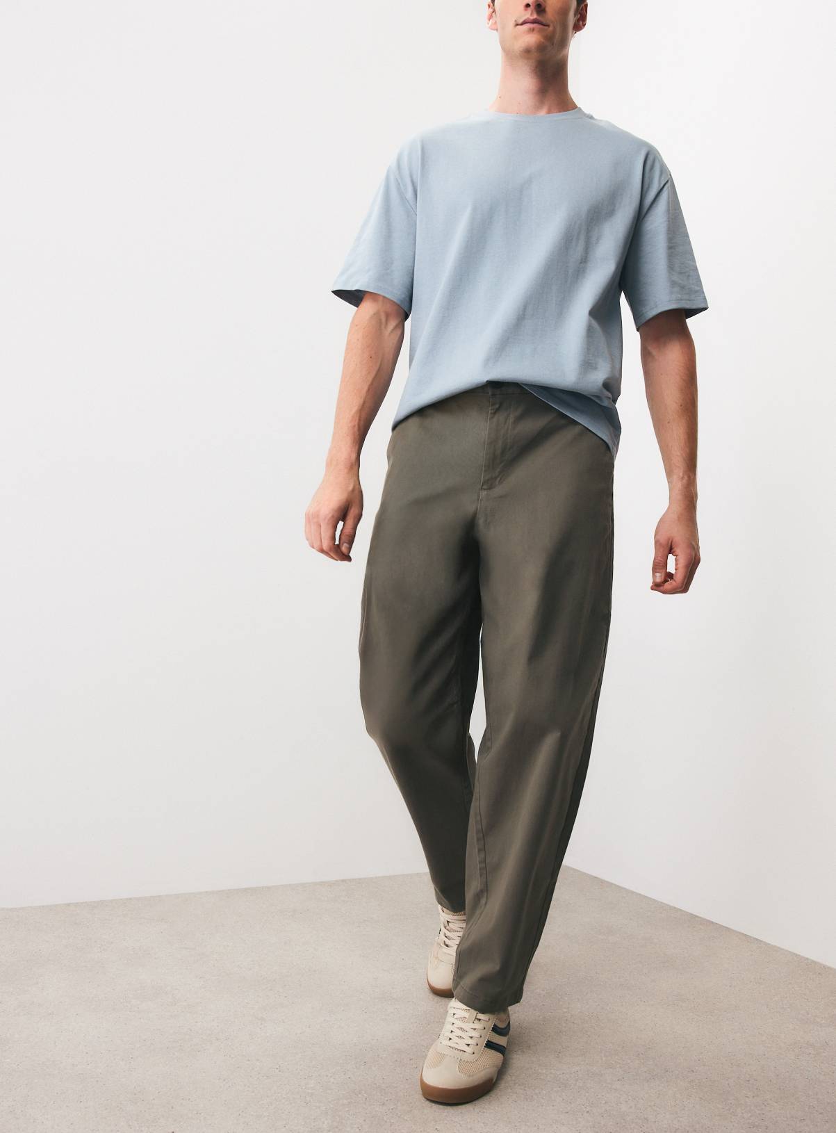 Khaki Barrel Leg Trousers 44L - Image 1