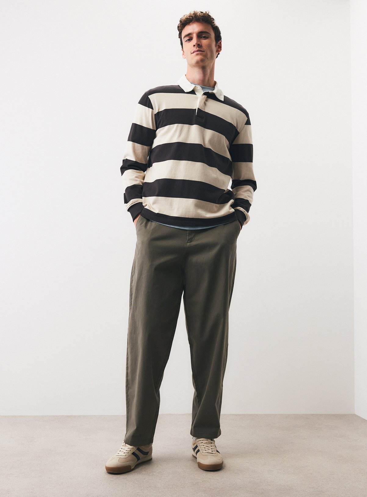 Khaki Barrel Leg Trousers 44L - Image 2 thumbnail