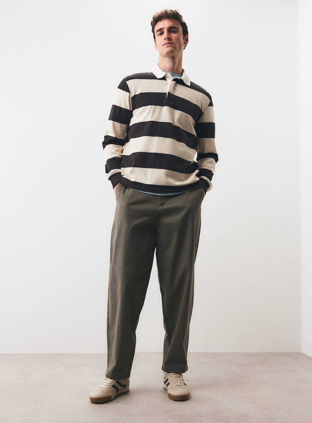 Khaki Barrel Leg Trousers 44L - Image 2