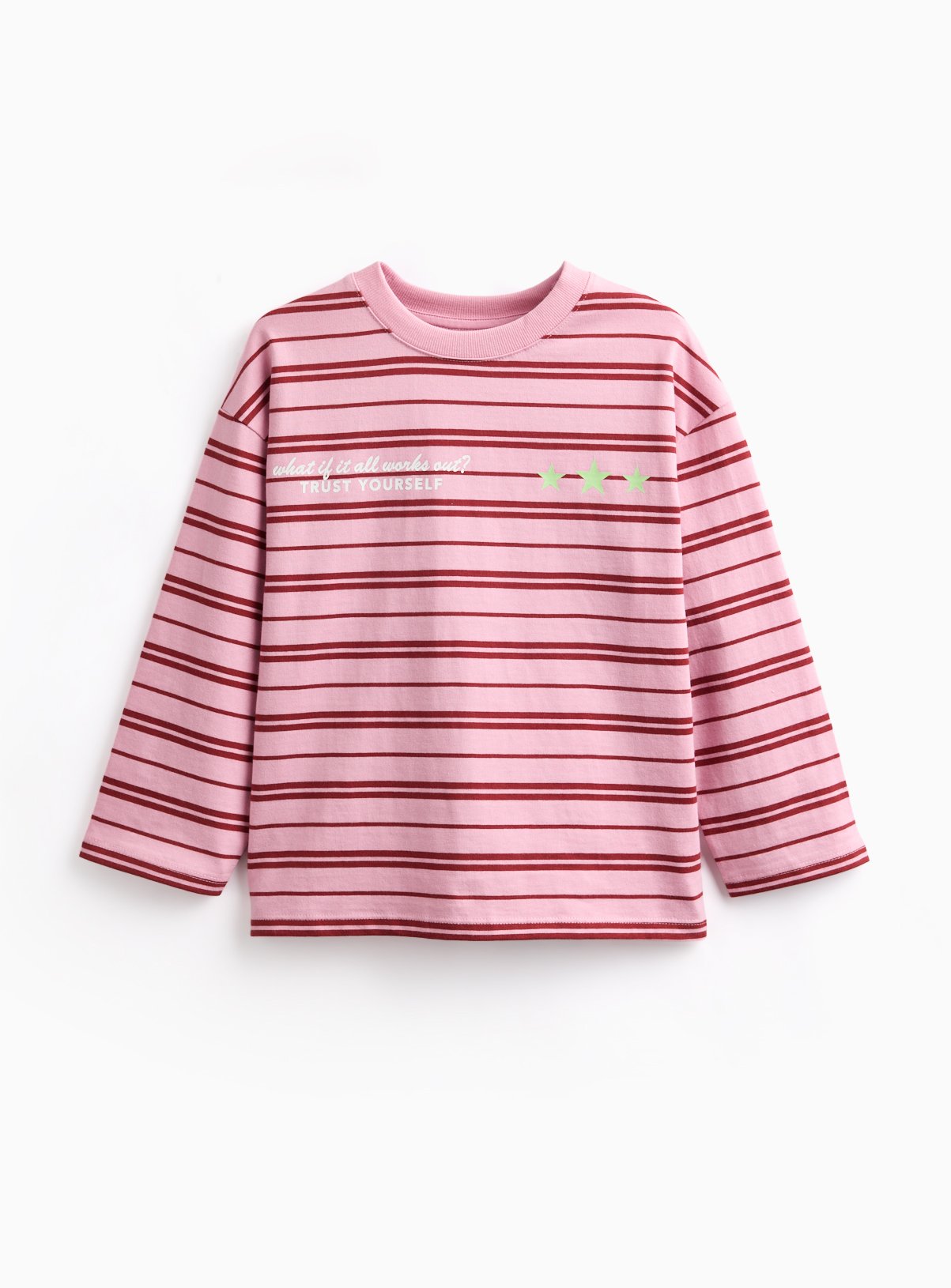 Pink Trust Yourself Striped Crewneck Top 6 years - Image 1 thumbnail