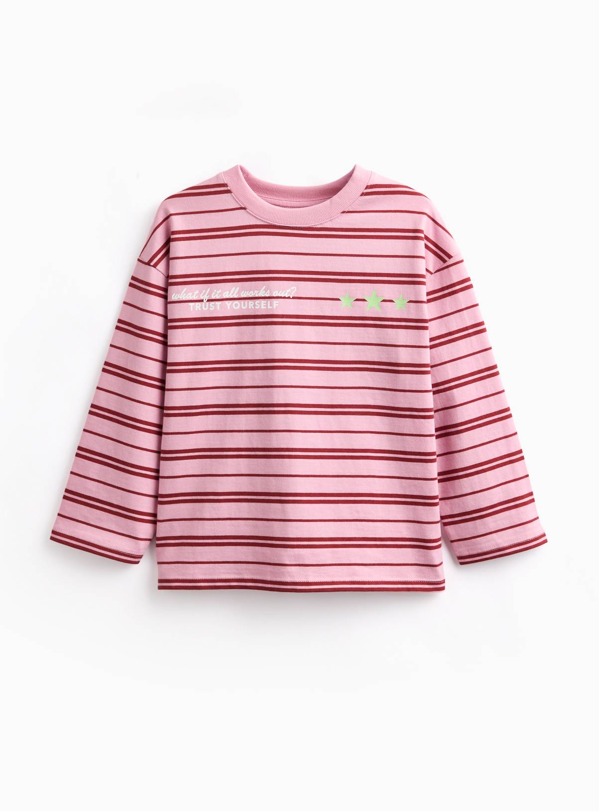 Pink Trust Yourself Striped Crewneck Top 6 years - Image 1