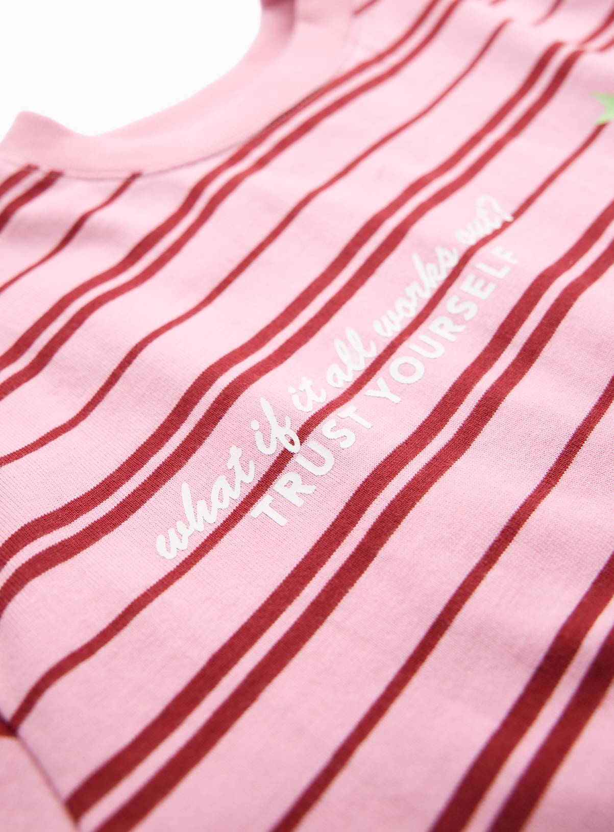 Pink Trust Yourself Striped Crewneck Top 6 years - Image 3