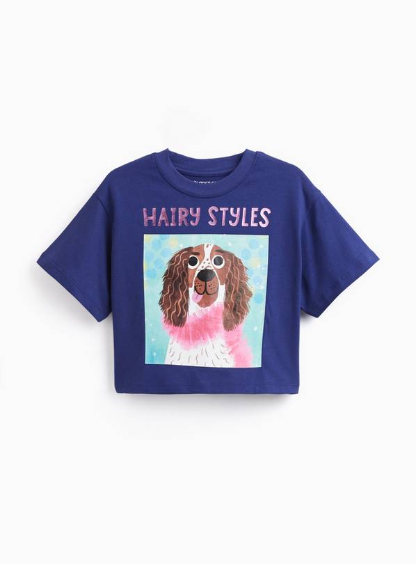 Navy Hairy Styles Graphic T-Shirt 9 years