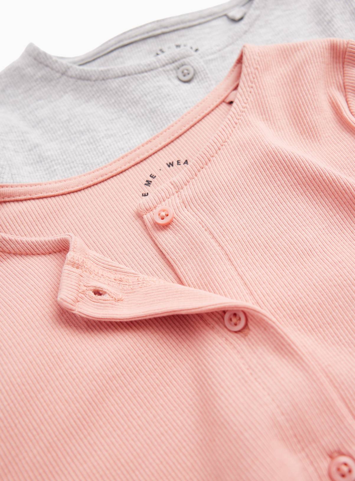 Pink & Grey Long Sleeve Button Through Tops 2 Pack 7 years - Image 2