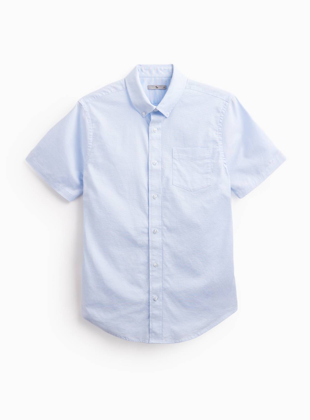Blue Slim Fit Short Sleeve Oxford Shirt XL - Image 1