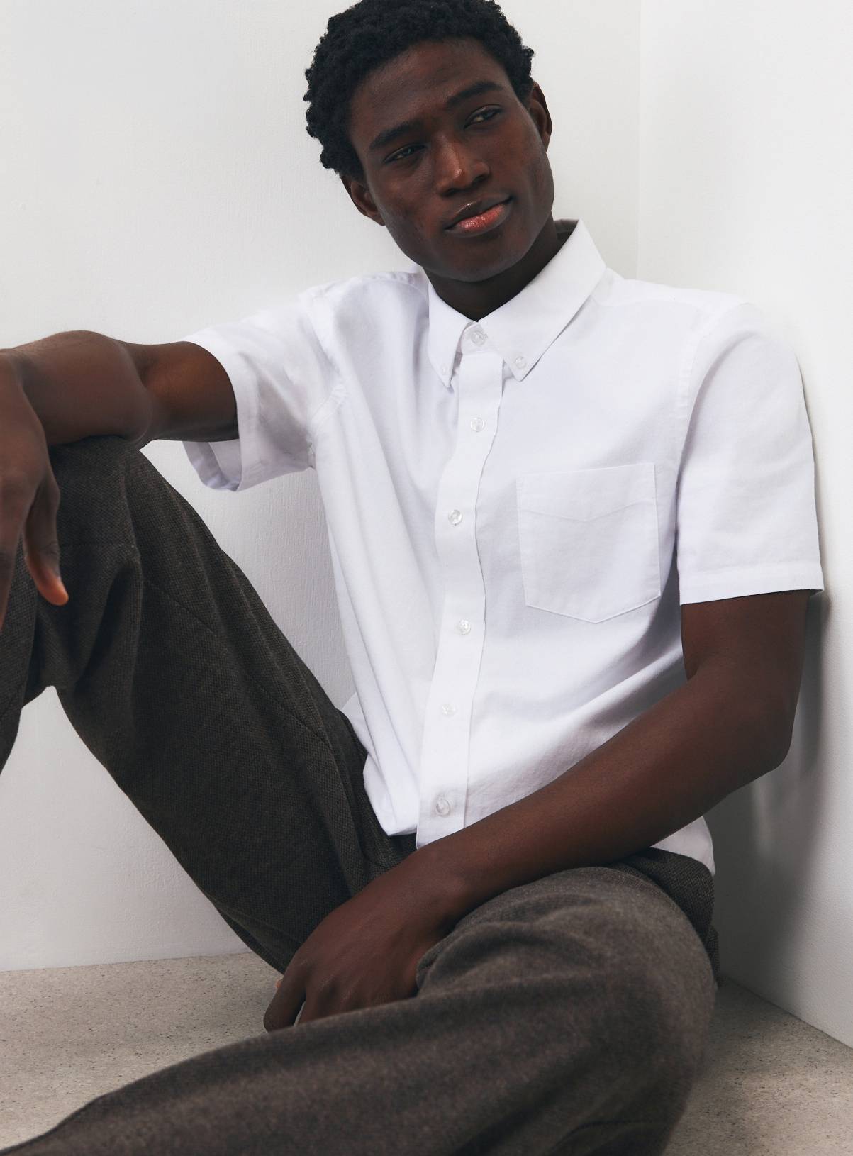 White Plain Short Sleeve Oxford Shirt XXXL - Image 1