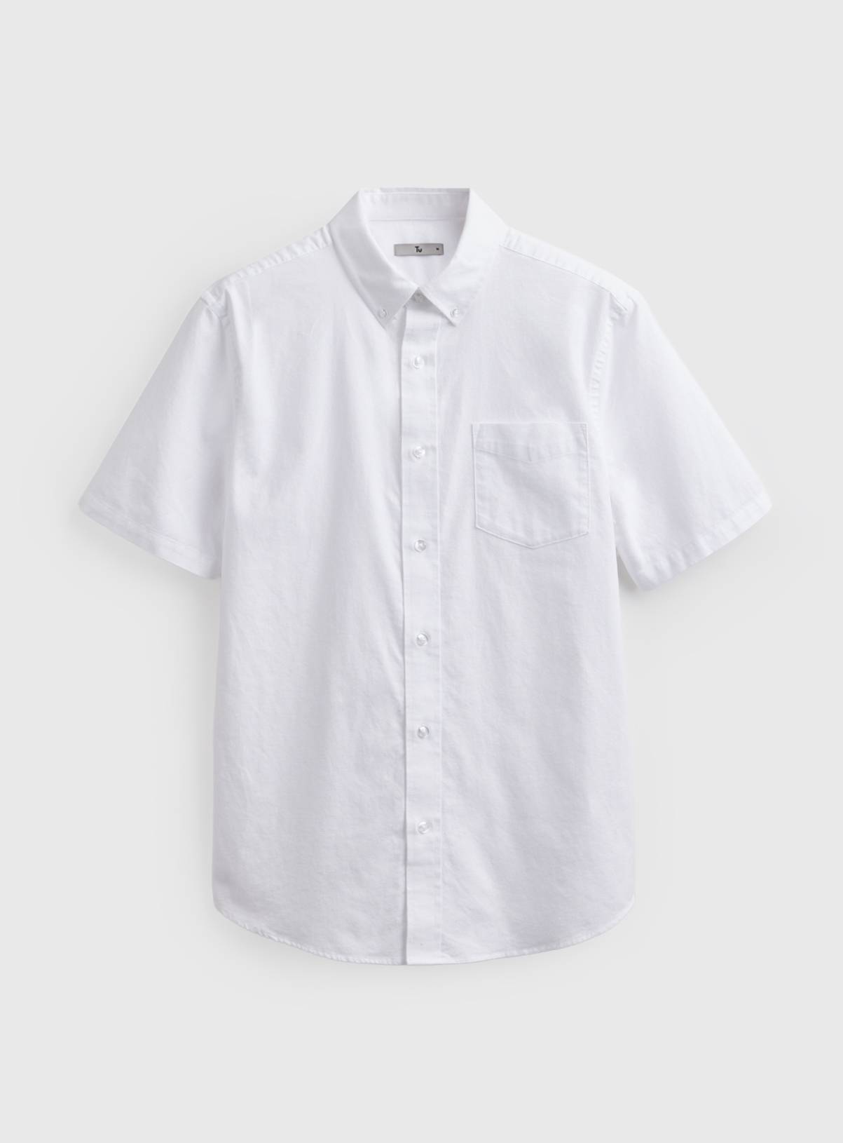 White Plain Short Sleeve Oxford Shirt XXXL - Image 3