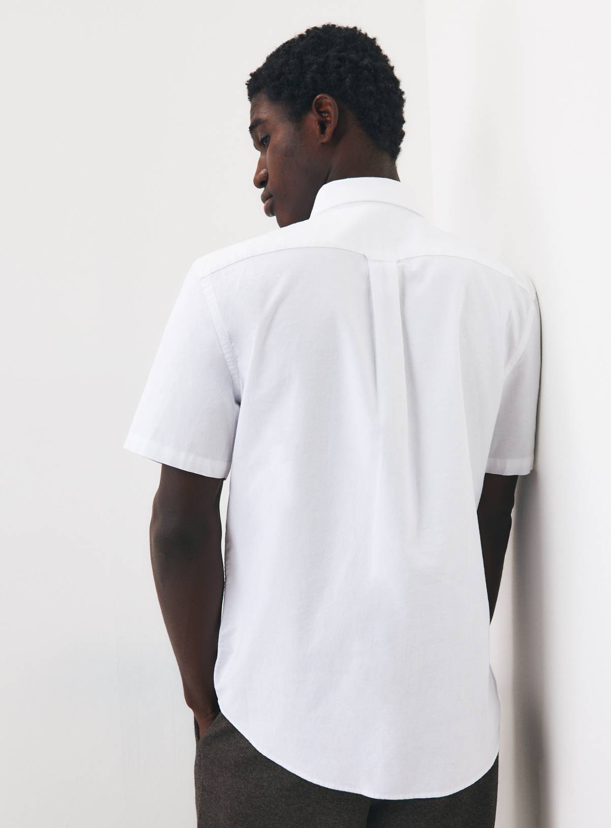 White Plain Short Sleeve Oxford Shirt XXXL - Image 5