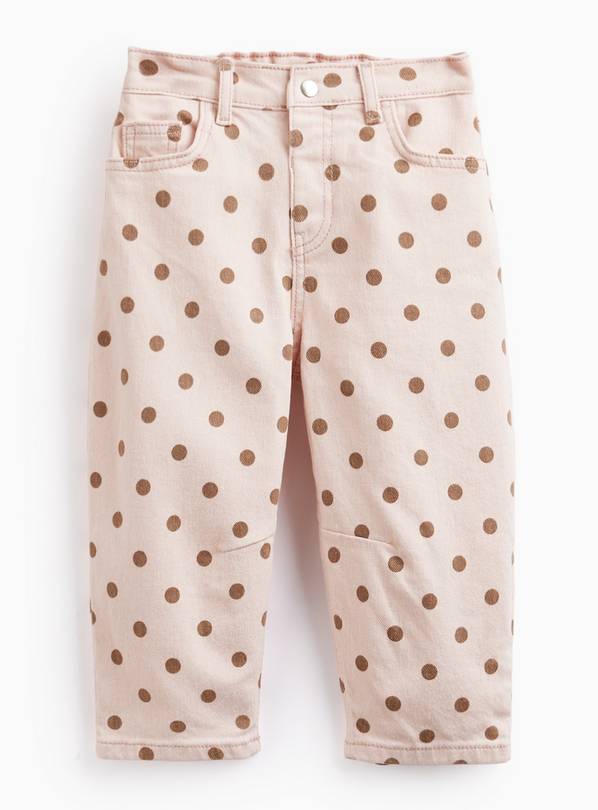Pink Polka Dot Barrel Leg Jeans 3-4 years