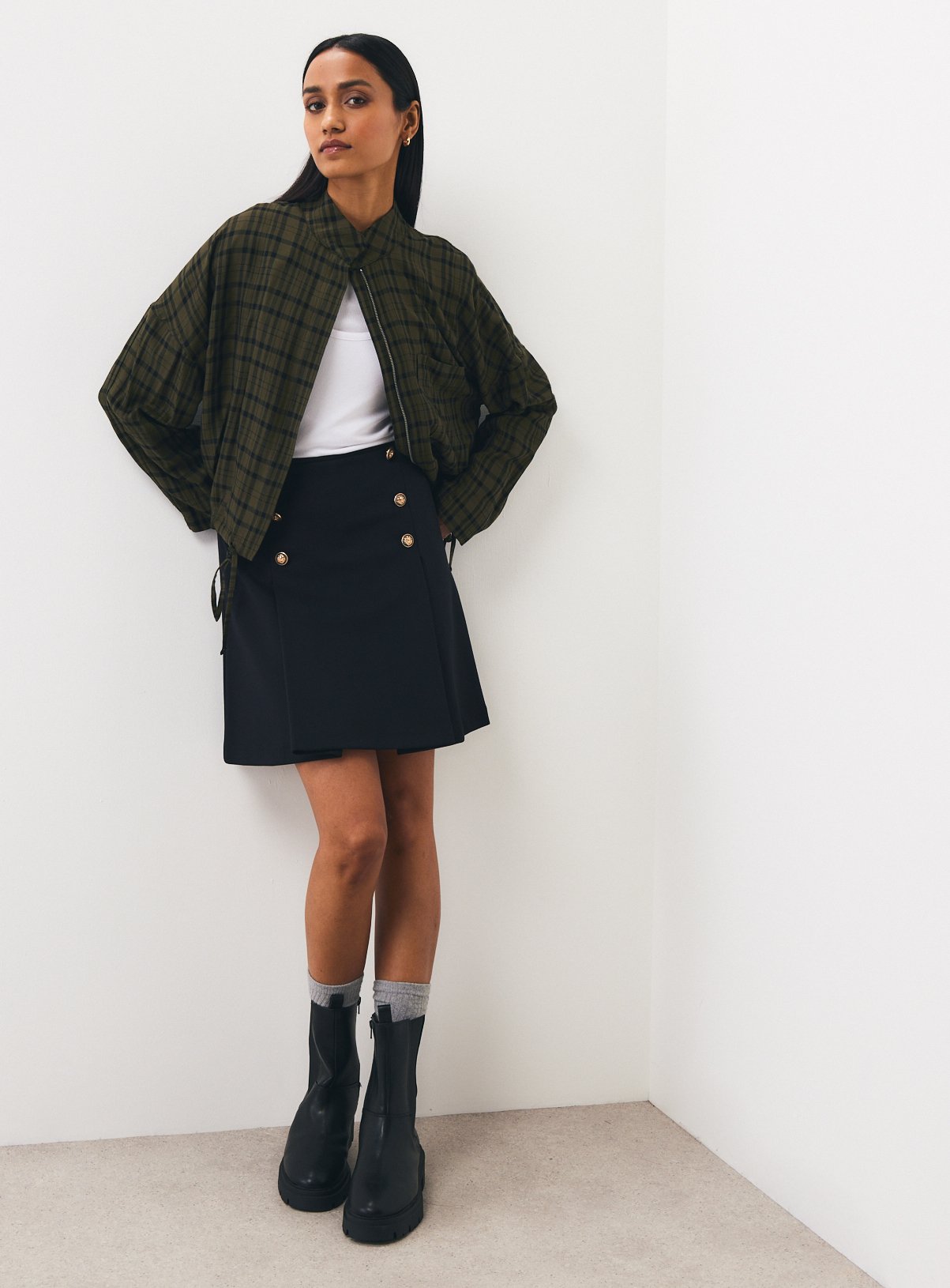 Military Button Detail Mini Skirt 14 - Image 2 thumbnail