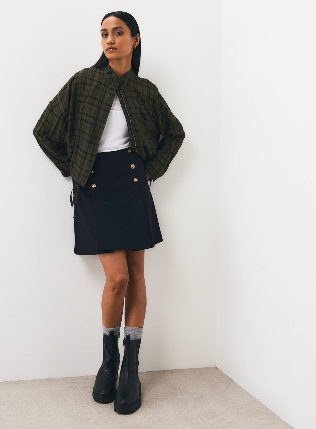 Military Button Detail Mini Skirt 14 - Image 2