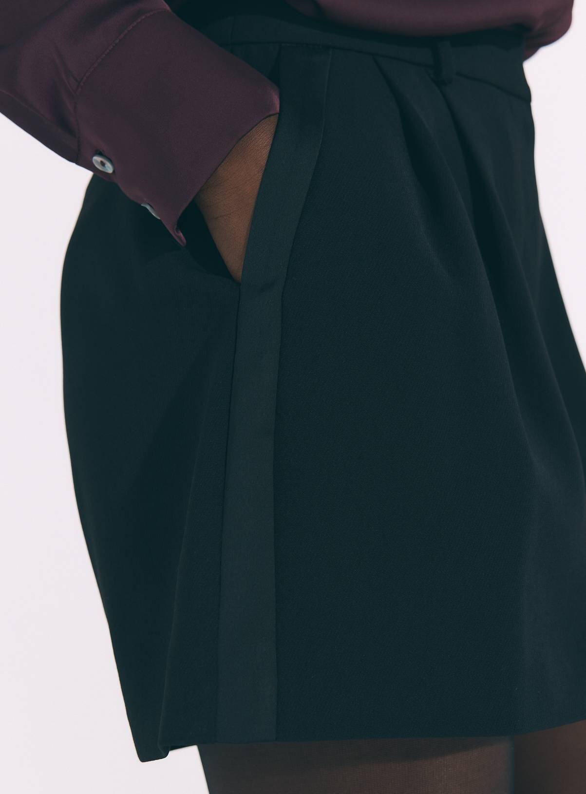 Black Satin Side Stripe Contrast Shorts 18 - Image 2