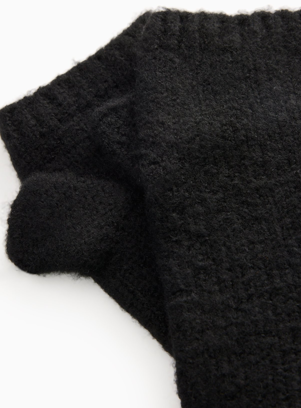 Black Fingerless Knitted Gloves One Size - Image 2 thumbnail