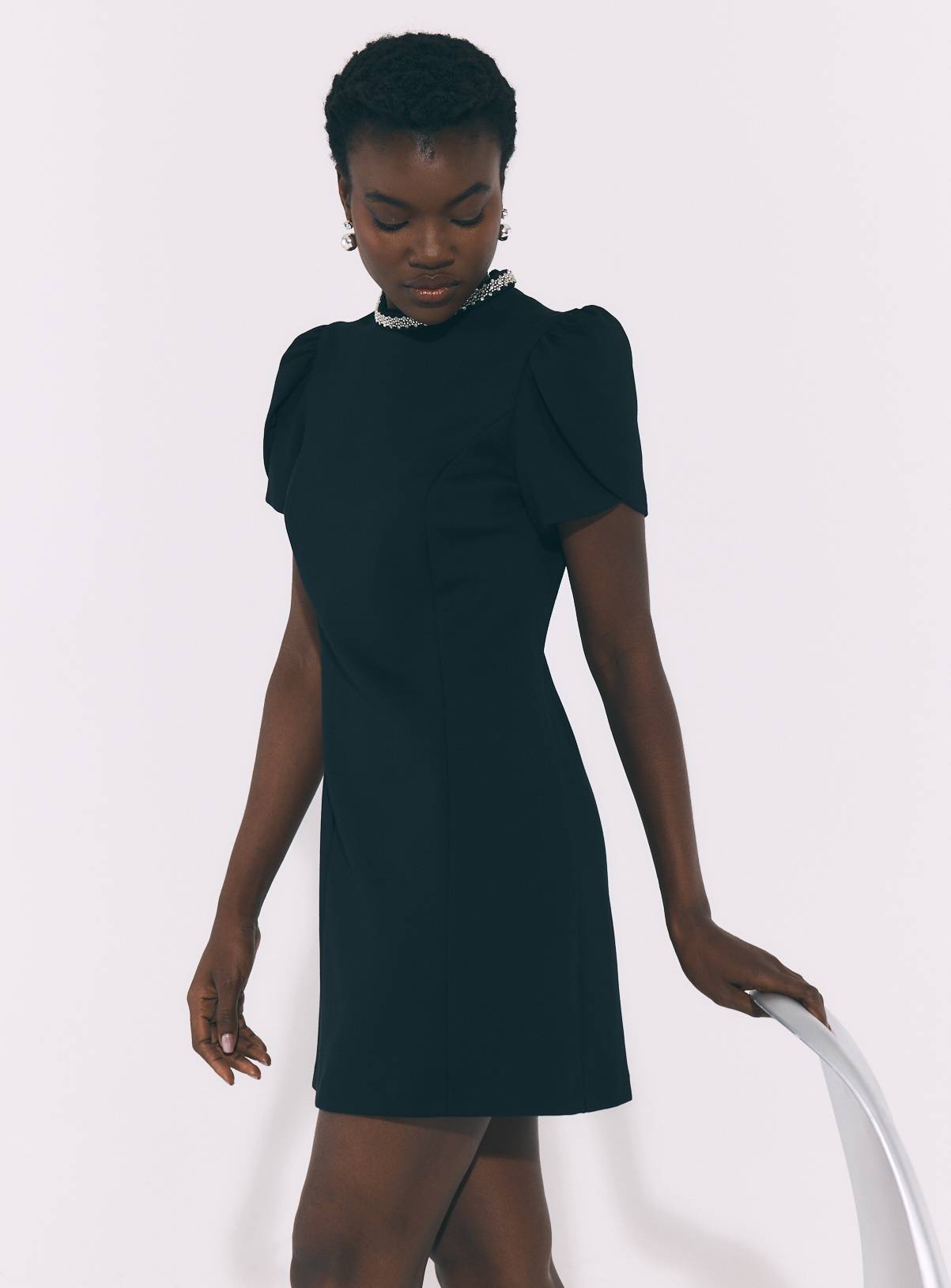 Black Military Ponte Skater Mini Dress 10 - Image 1