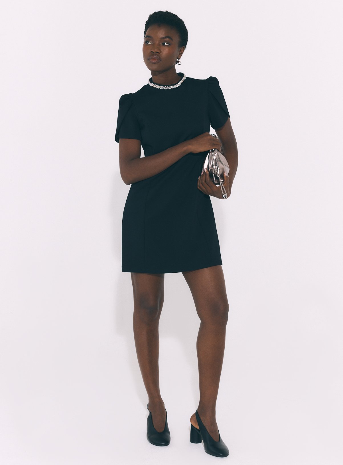 Black Military Ponte Skater Mini Dress 10 - Image 3 thumbnail