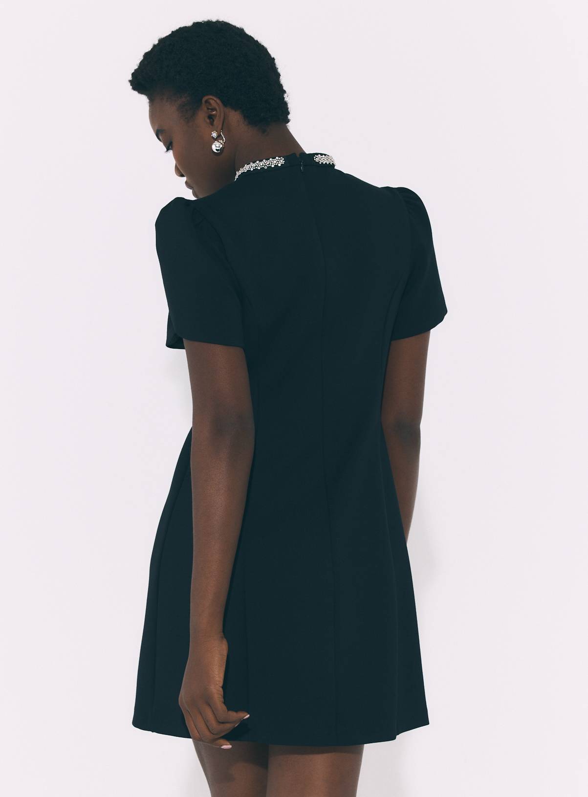 Black Military Ponte Skater Mini Dress 10 - Image 4