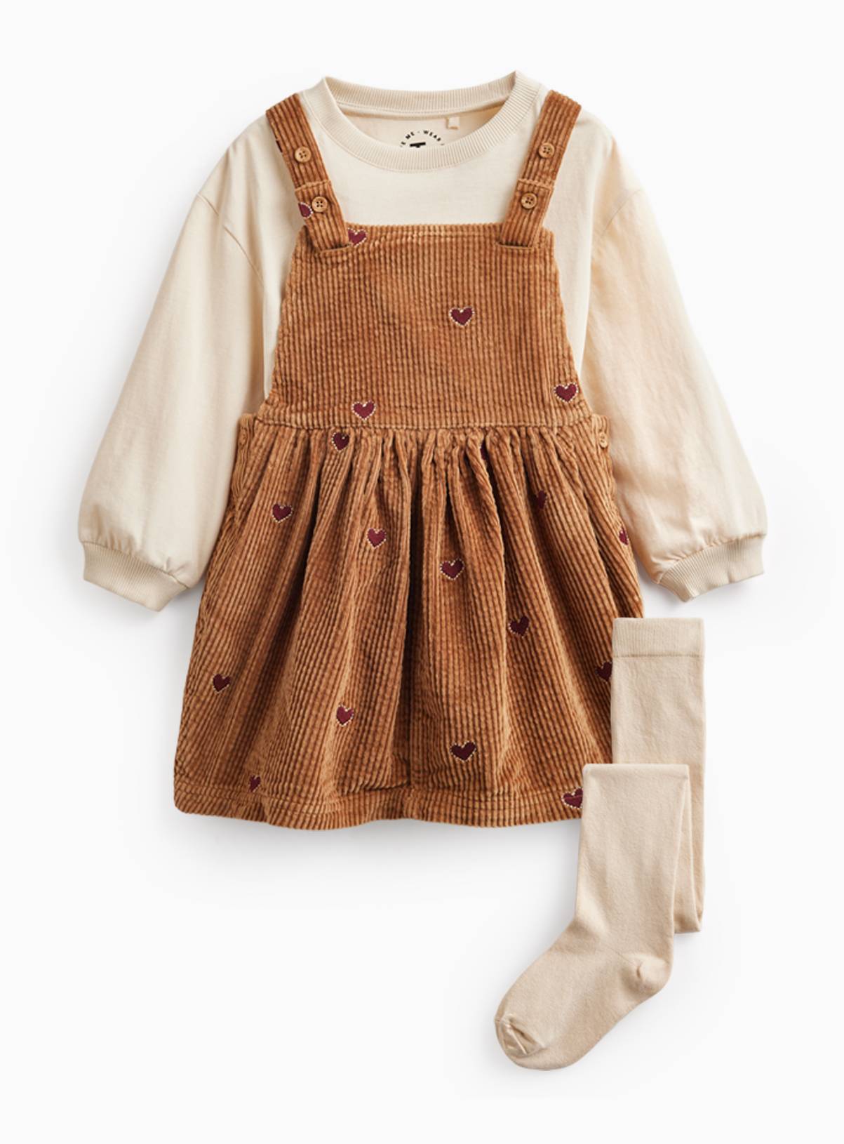 Hearts Cord Pinny Set  6-7 years - Image 1