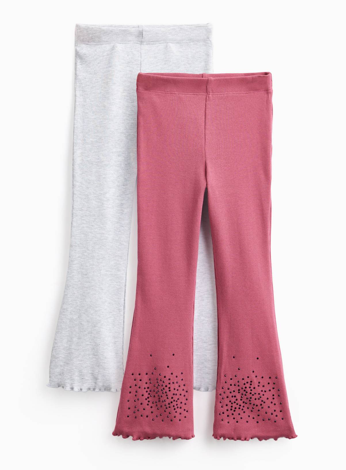 Diamanté Flared Leggings 2 Pack 7-8 years - Image 1