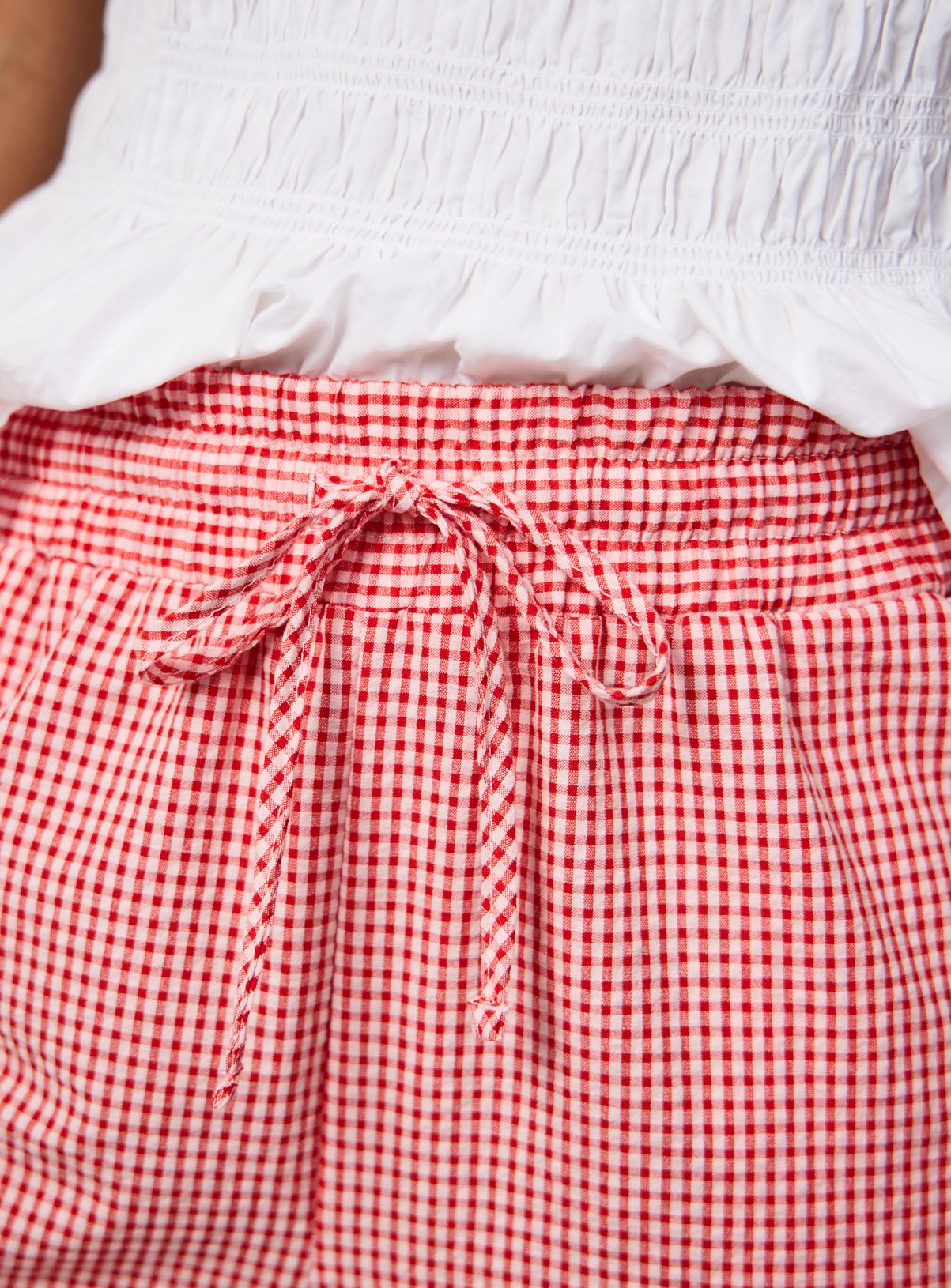 Red Gingham Cropped Wide Leg Trousers 14 - Image 3 thumbnail