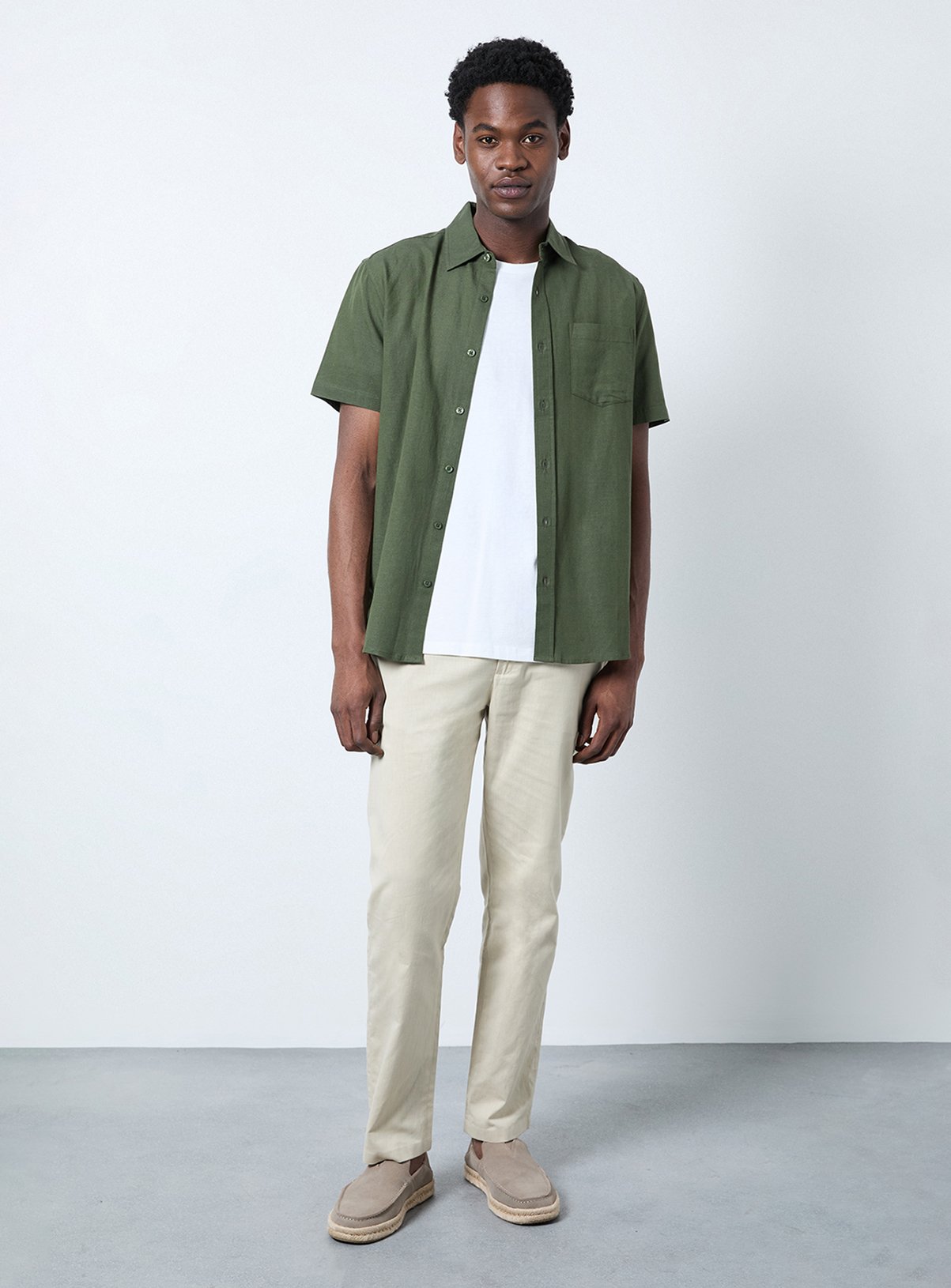 BURTON Stone Cotton Linen Slim Fit Trousers 38R - Image 2 thumbnail