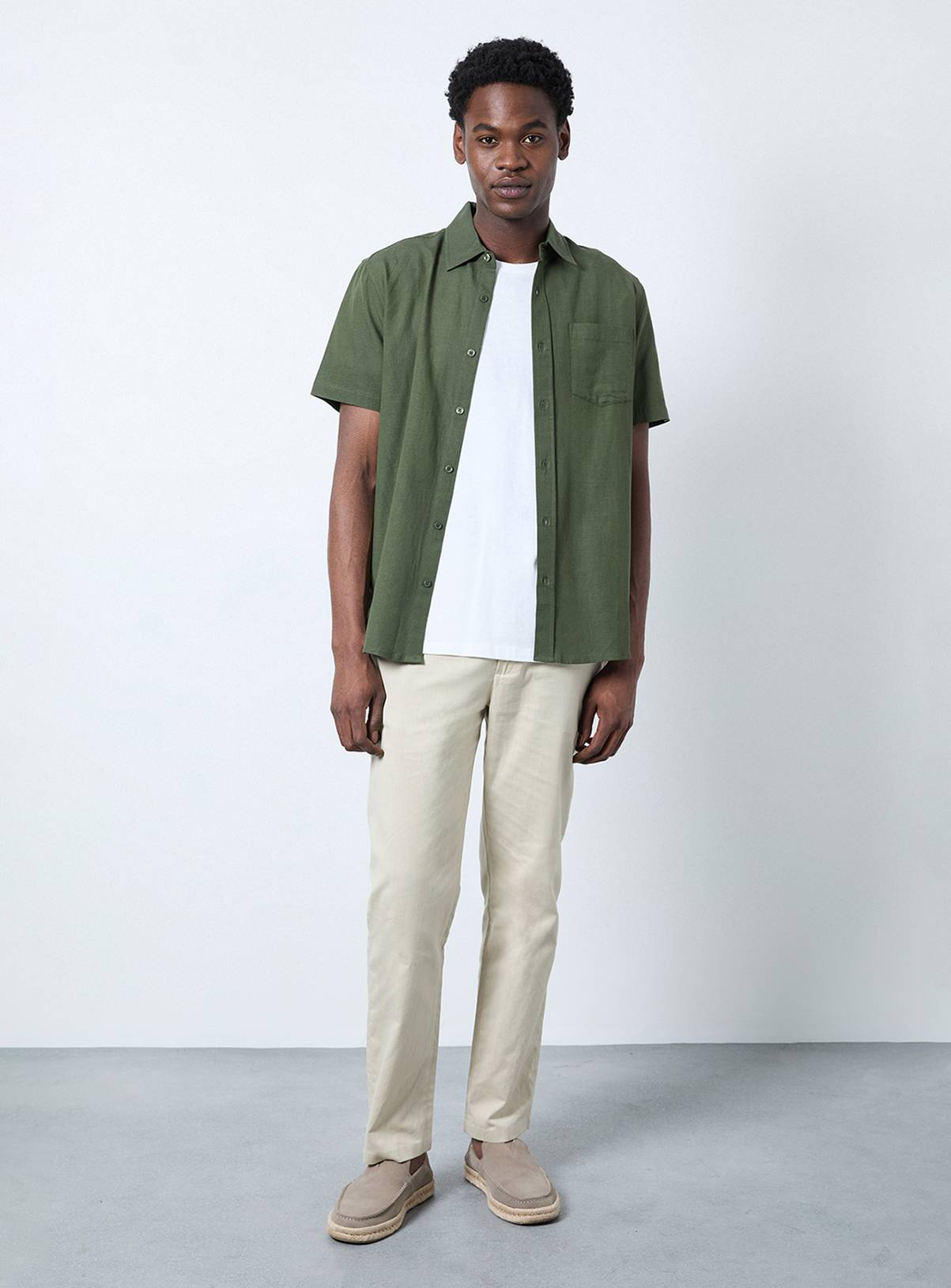BURTON Stone Cotton Linen Slim Fit Trousers 38R - Image 2