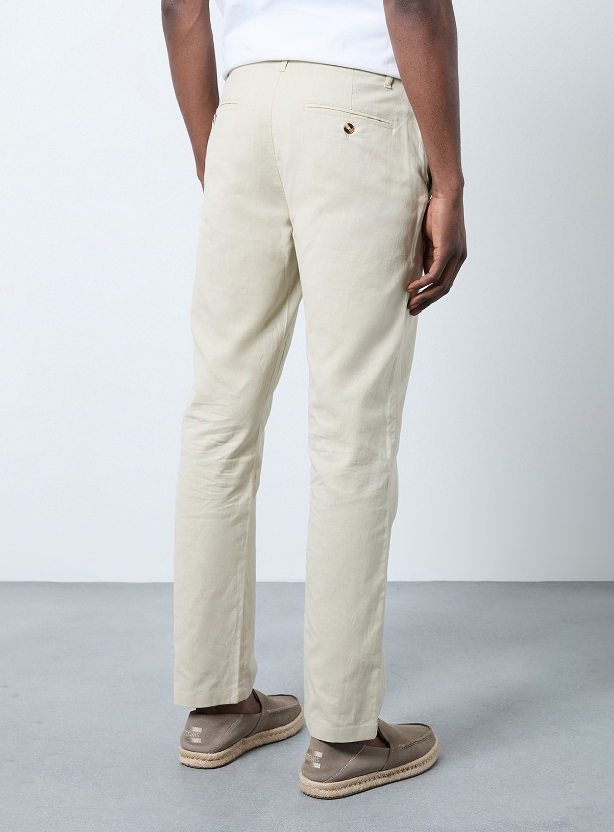 BURTON Stone Cotton Linen Slim Fit Trousers 38R - Image 3 thumbnail