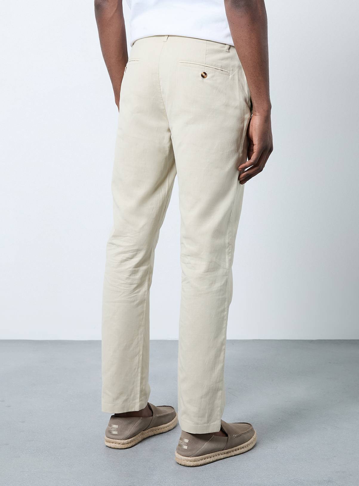 BURTON Stone Cotton Linen Slim Fit Trousers 38R - Image 3