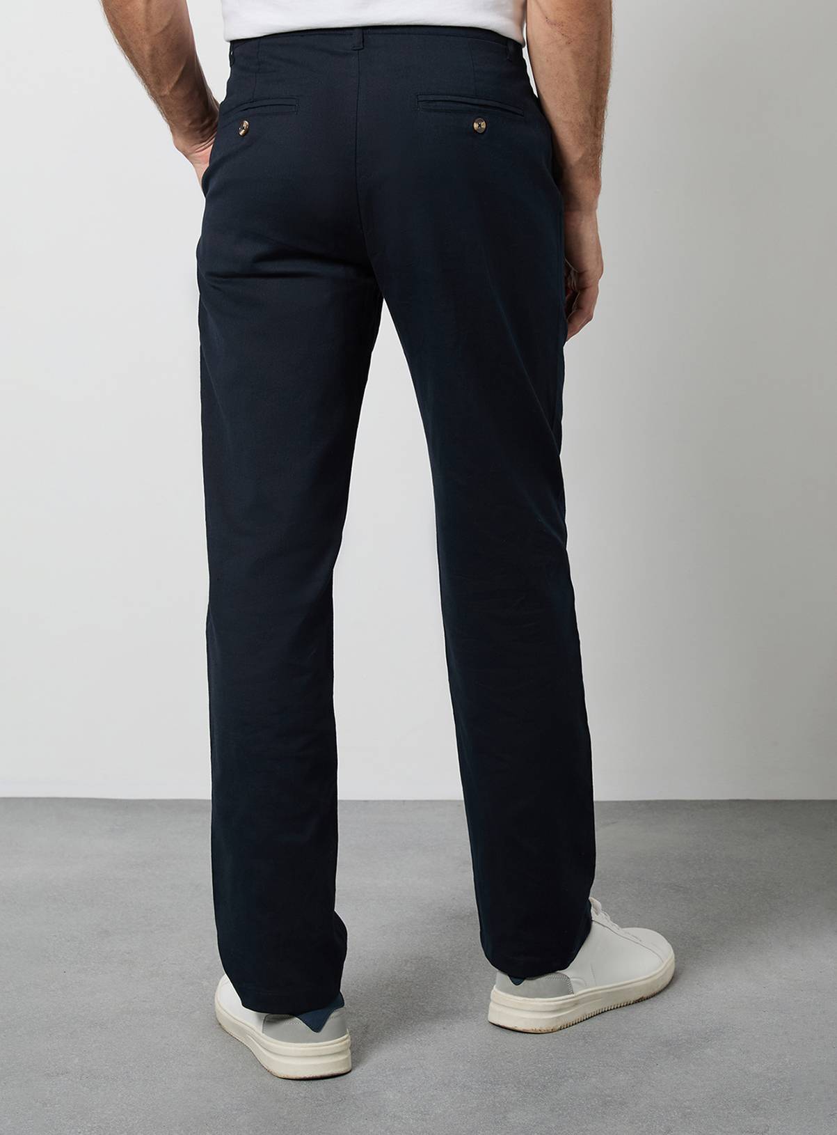 BURTON Navy Cotton Linen Slim Fit Trousers 36S - Image 3