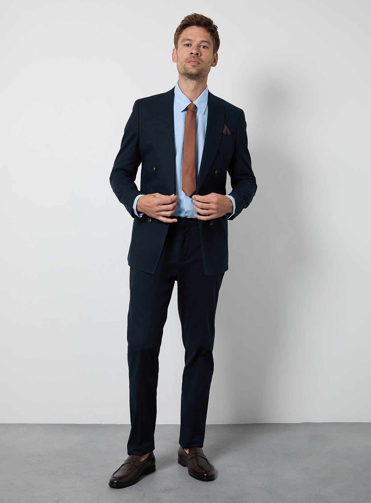 BURTON Navy Linen Slim Fit Suit Trousers 38R - Image 2 thumbnail