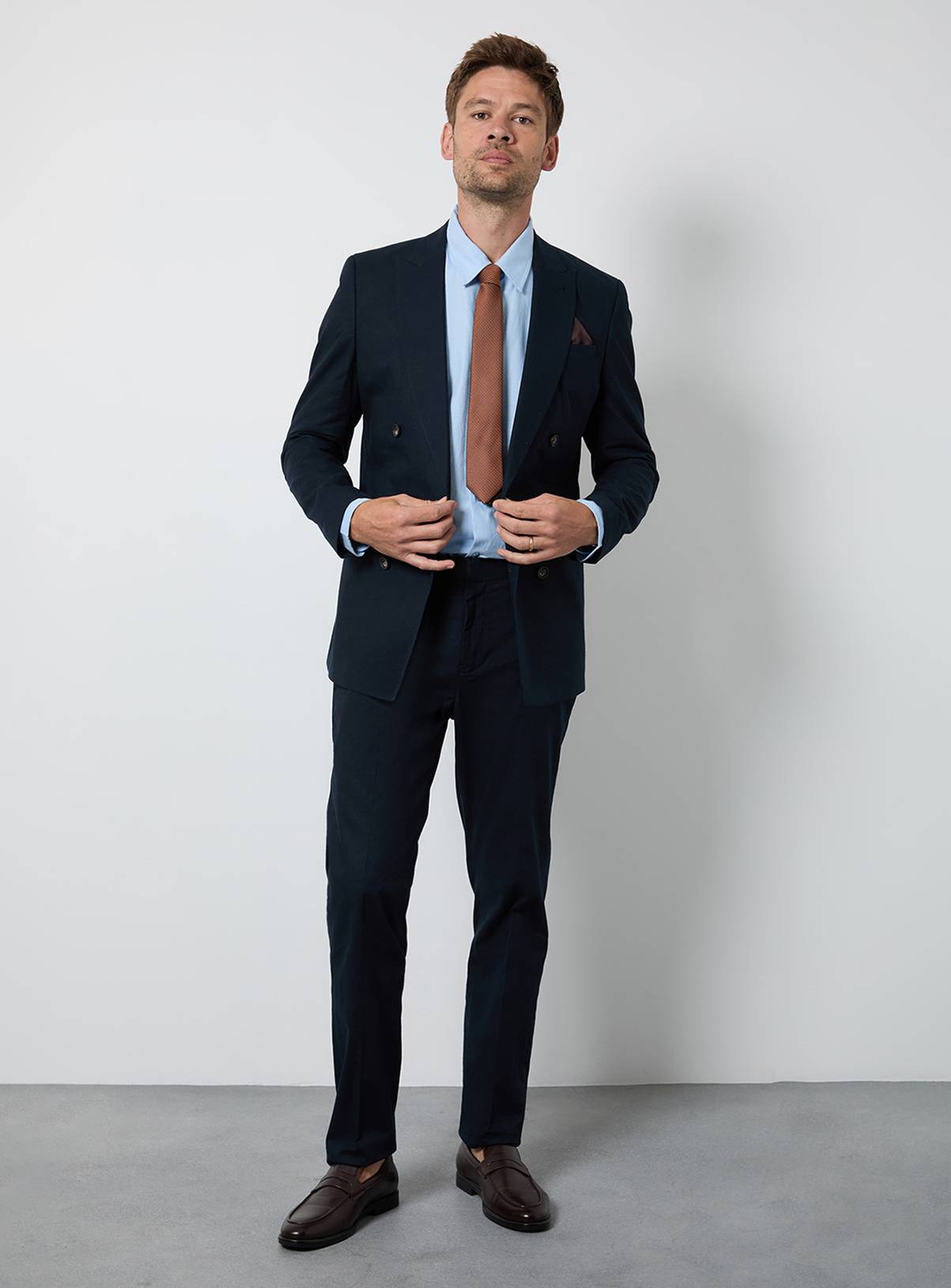 BURTON Navy Linen Slim Fit Suit Trousers 38R - Image 2