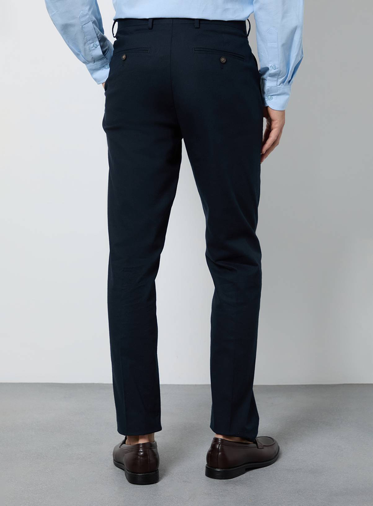 BURTON Navy Linen Slim Fit Suit Trousers 38R - Image 3