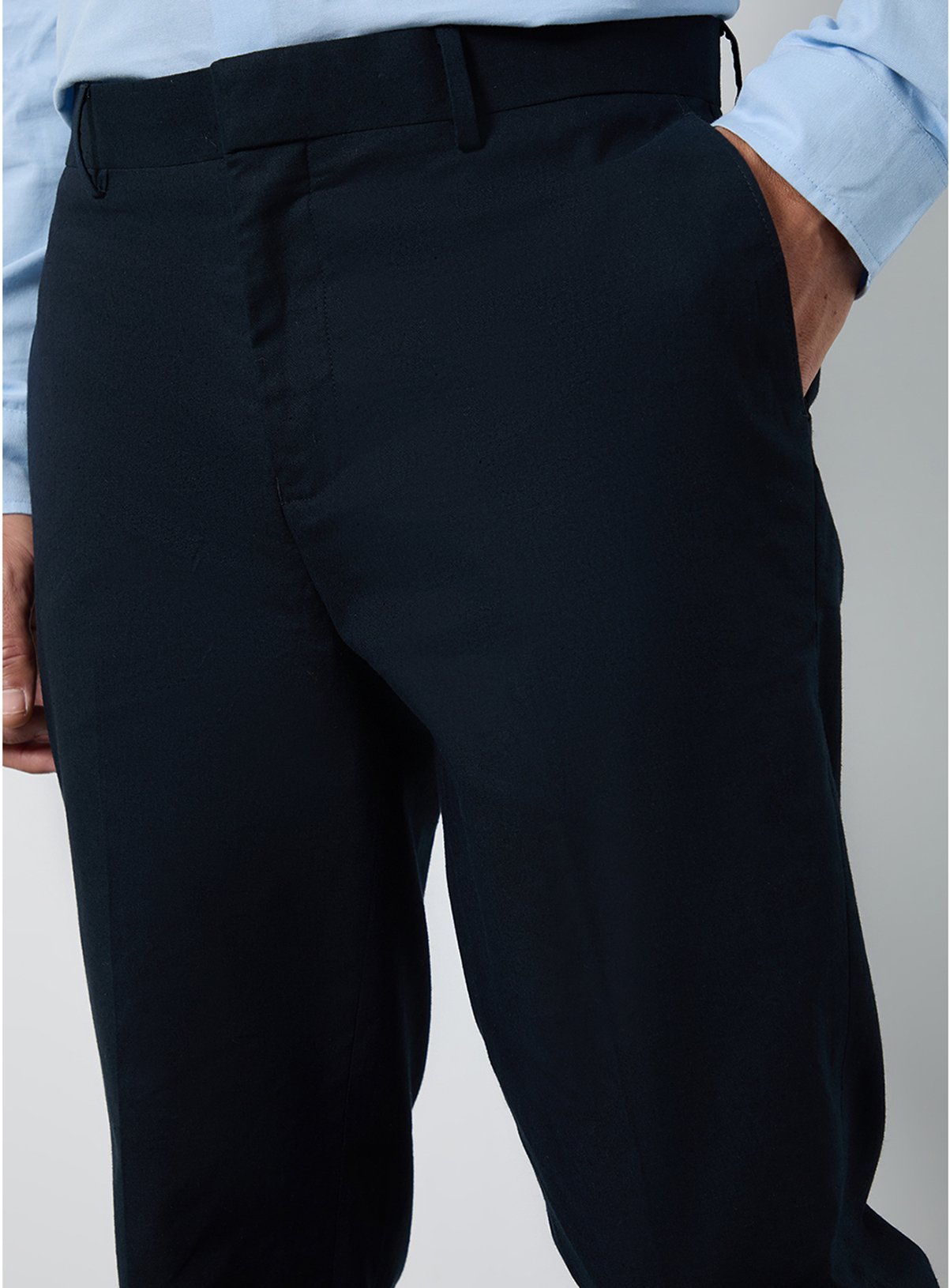 BURTON Navy Linen Slim Fit Suit Trousers 38R - Image 4 thumbnail