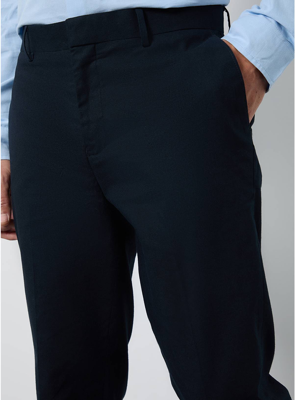 BURTON Navy Linen Slim Fit Suit Trousers 38R - Image 4