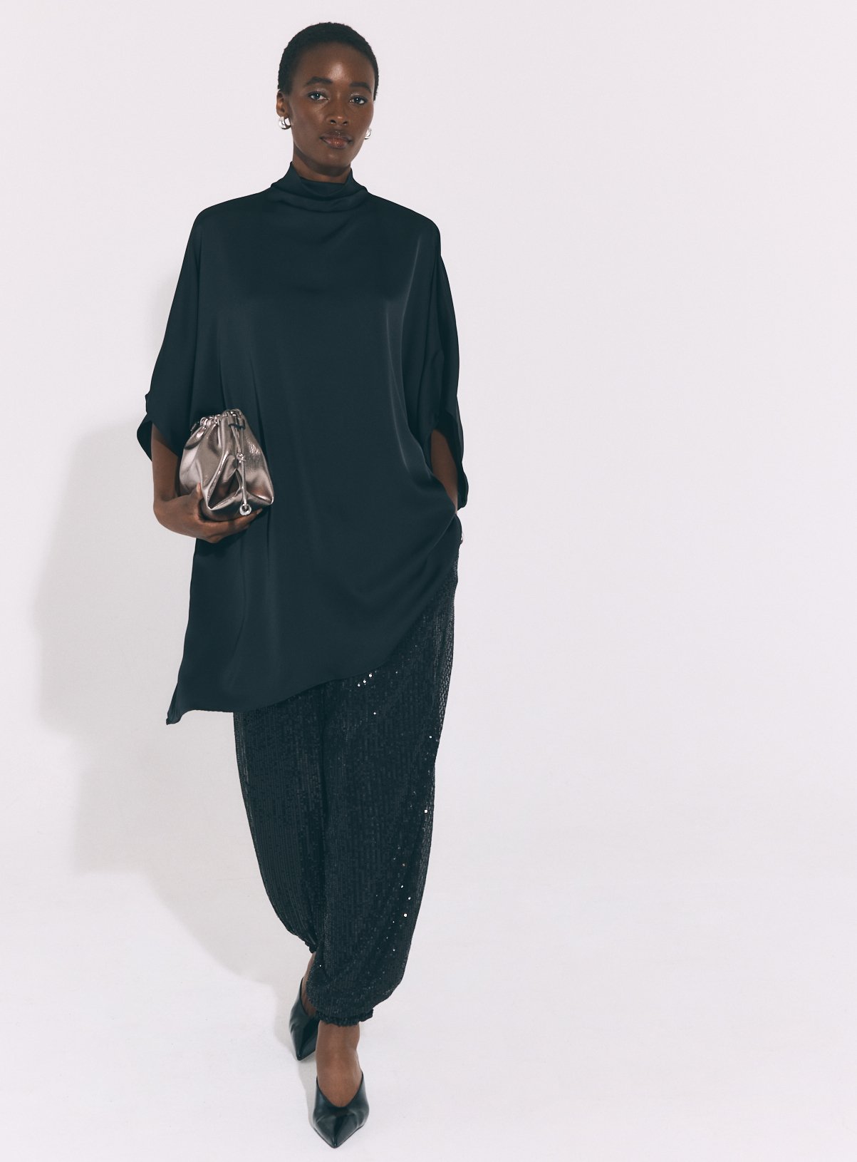 Black Satin Cape Top 12 - Image 2 thumbnail