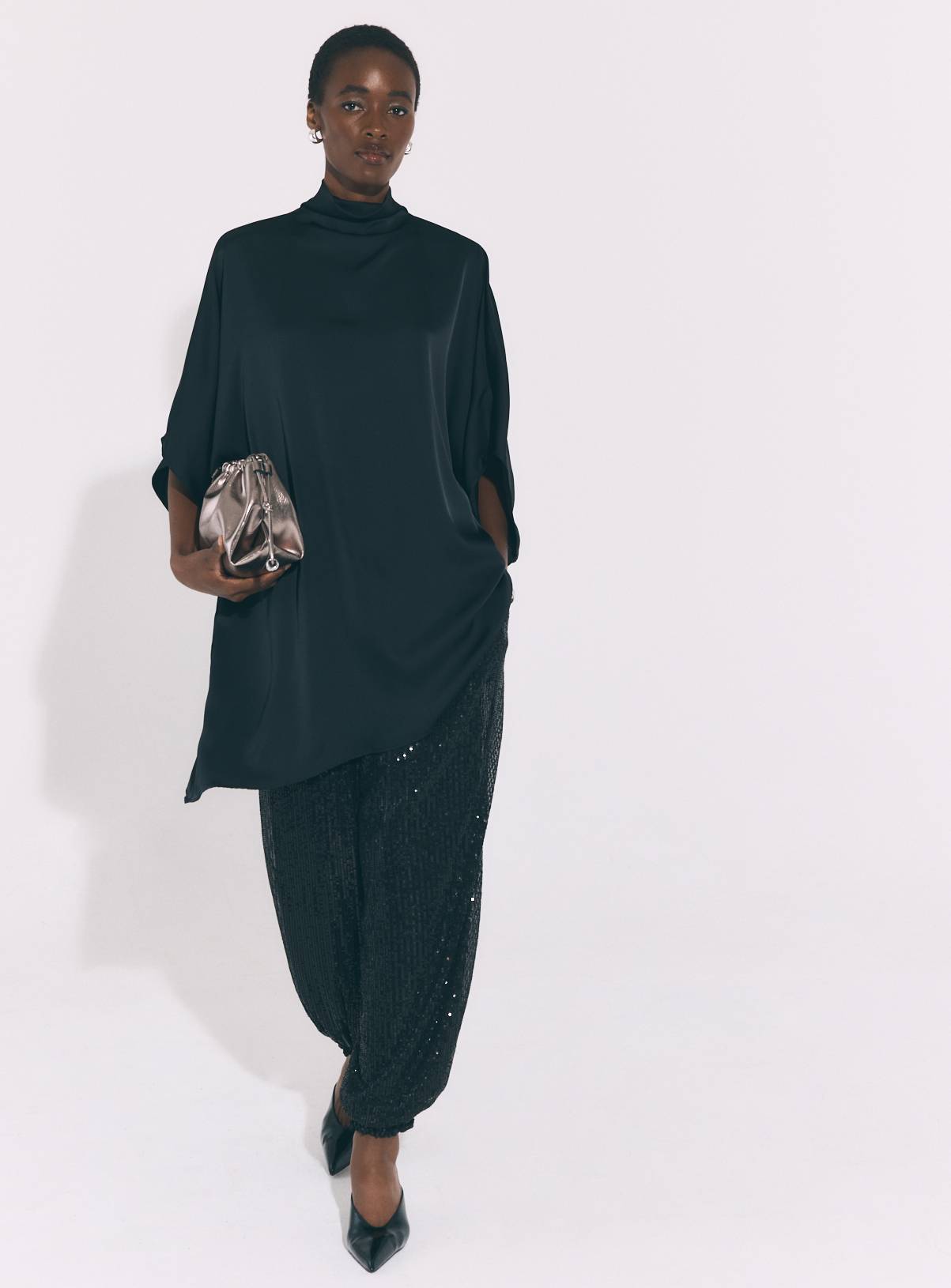 Black Satin Cape Top 12 - Image 2
