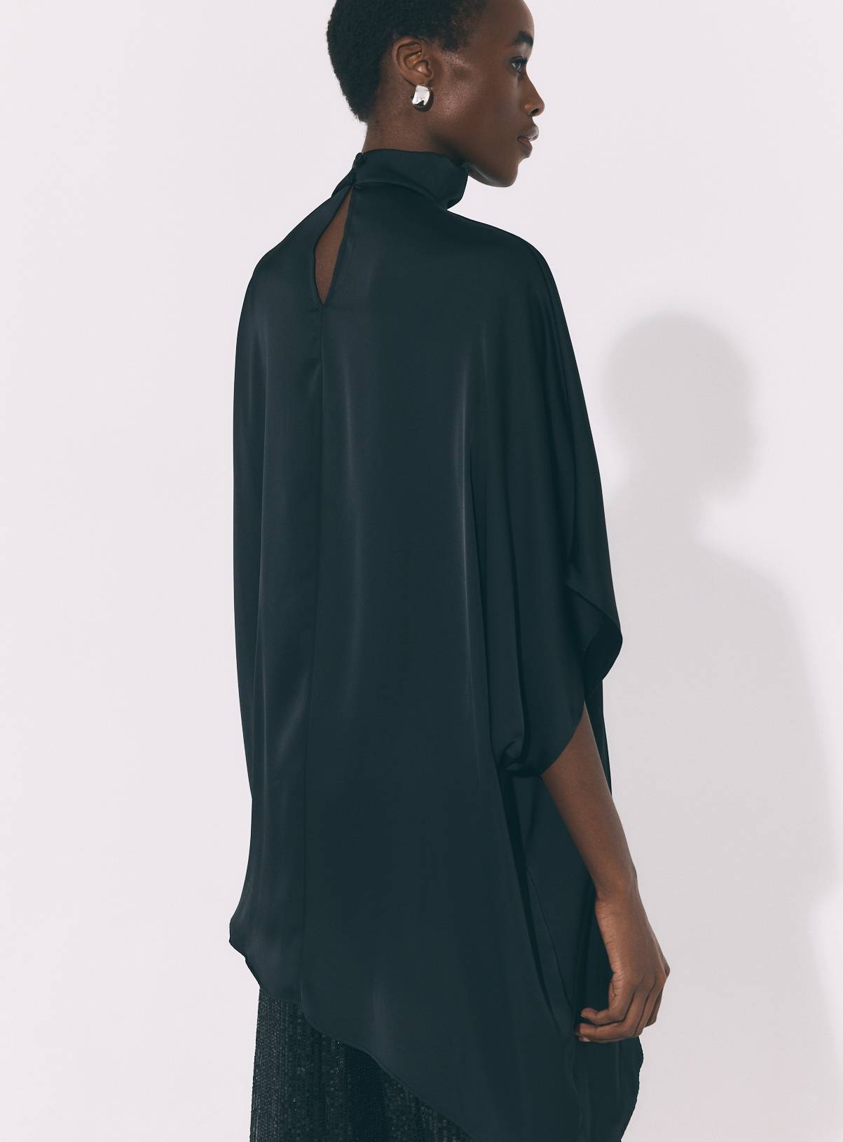 Black Satin Cape Top 12 - Image 4