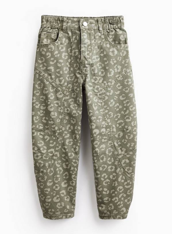 Khaki Floral Barrel Cargo Jeans 7 years