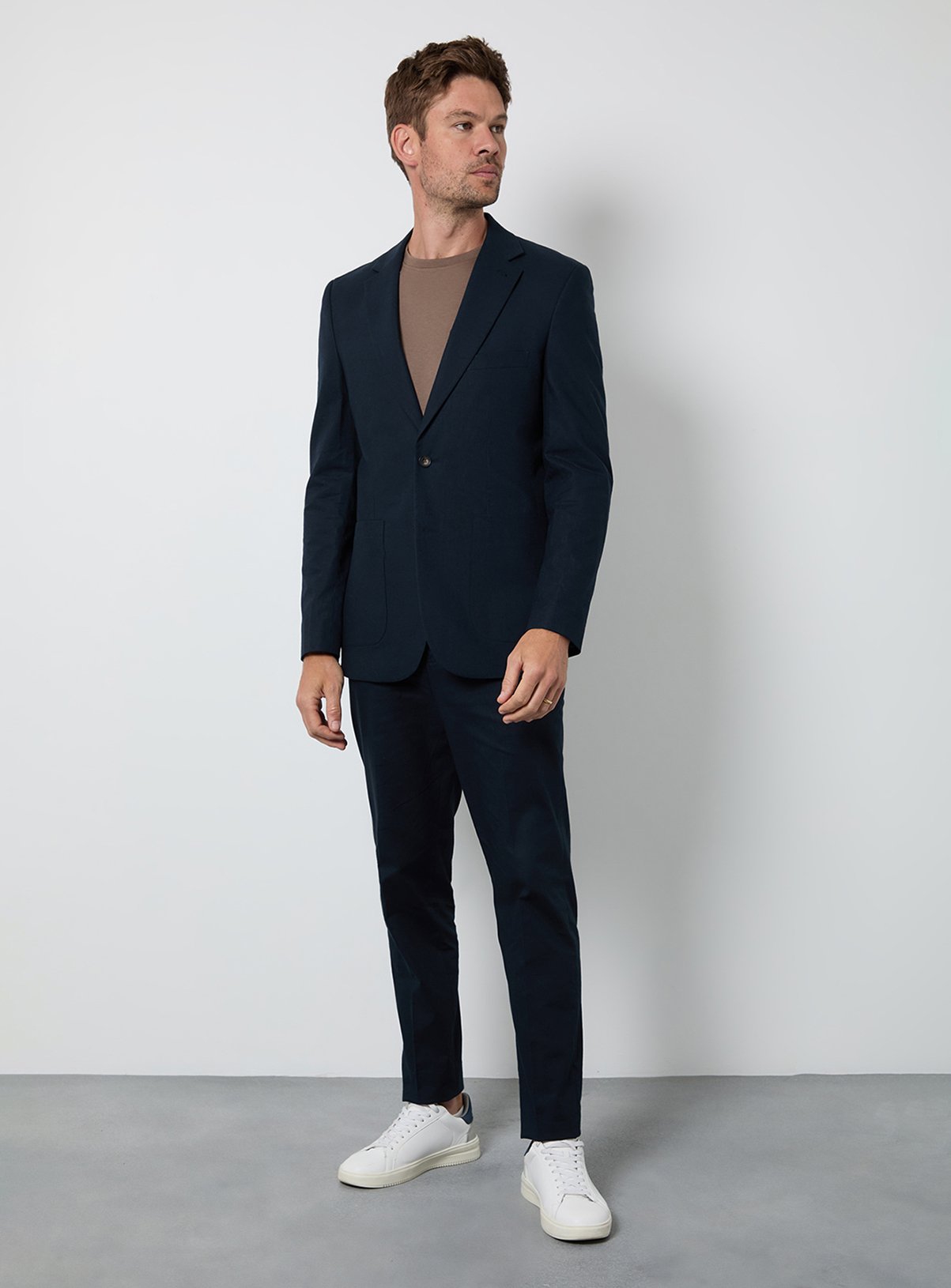 BURTON Navy Linen Slim Fit Suit Jacket 44R - Image 2 thumbnail