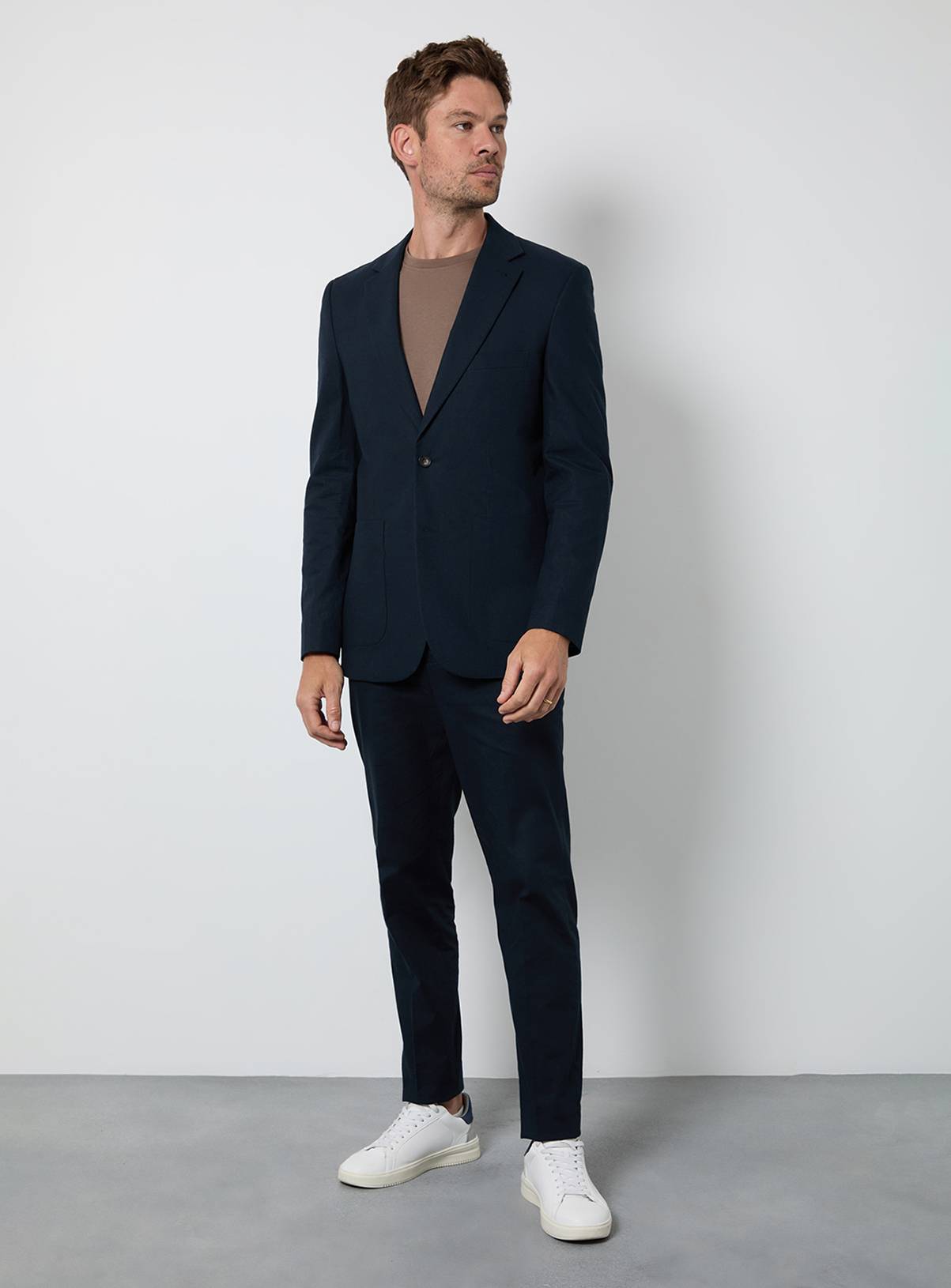 BURTON Navy Linen Slim Fit Suit Jacket 44R - Image 2