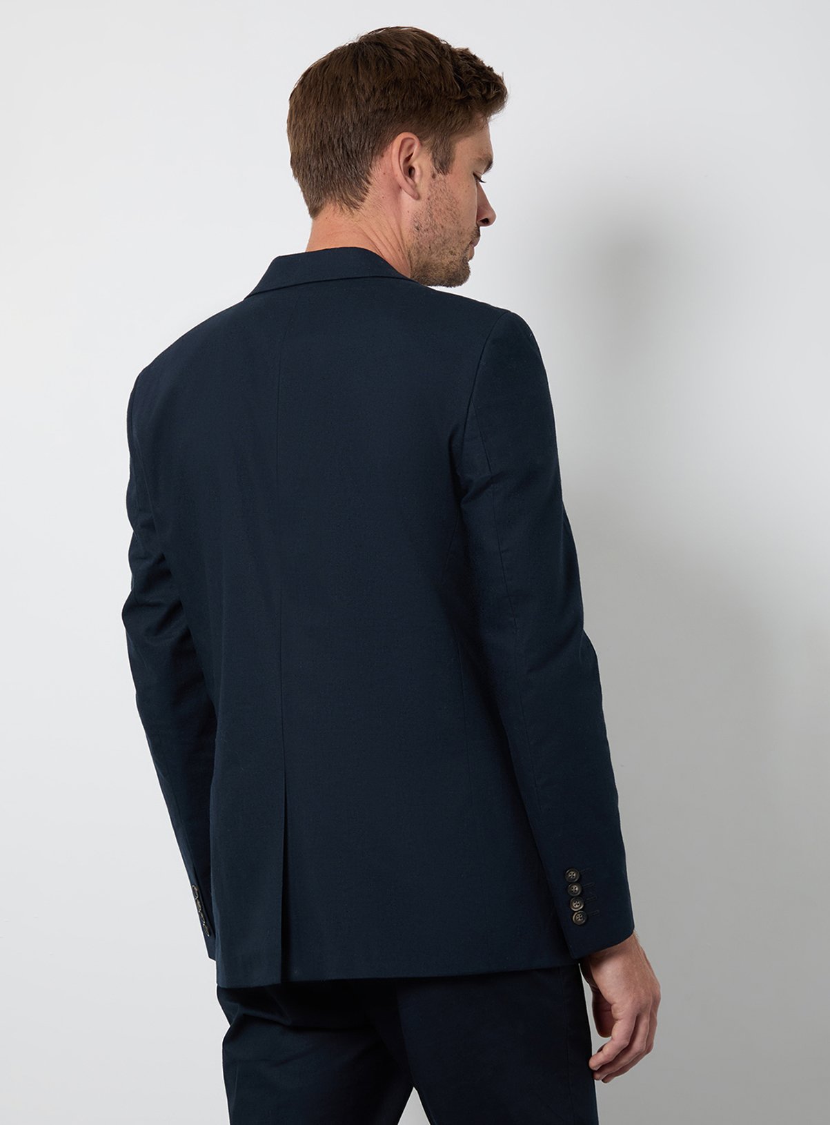 BURTON Navy Linen Slim Fit Suit Jacket 44R - Image 3 thumbnail