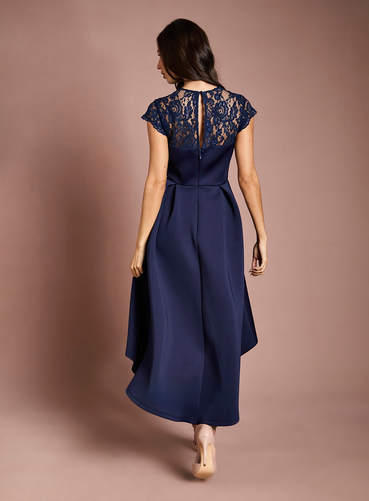 COAST Lace Top Scuba Skirt Occasion Dress Navy 12 - Image 3 thumbnail