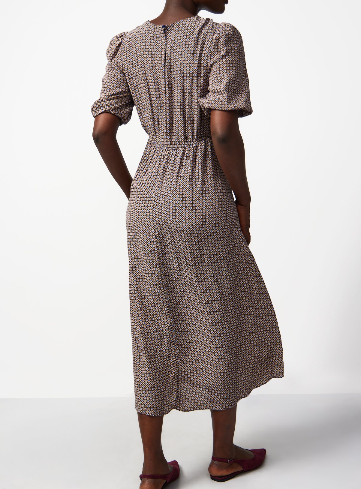 Navy Geo Print Midaxi Tea Dress 6 - Image 4 thumbnail
