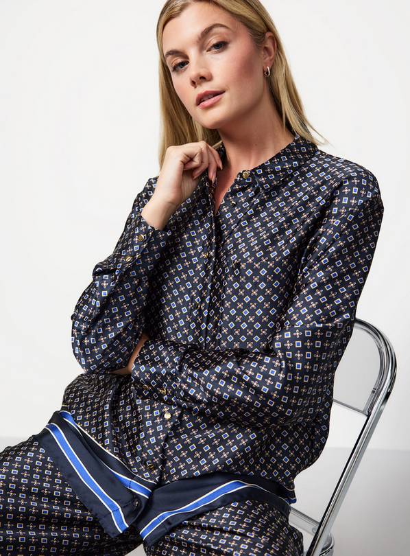 Geo Print Satin Co-ord Shirt 24